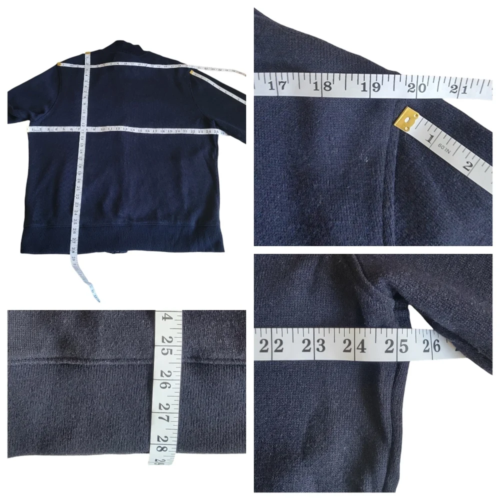 Banana Republic Tactical Sweater Preppy Cardigan Wool Blend Navy Blue Me… - Picture 15 of 17
